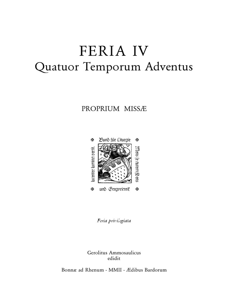 Adventus Feria Iv Quatuor Temporum Pdf