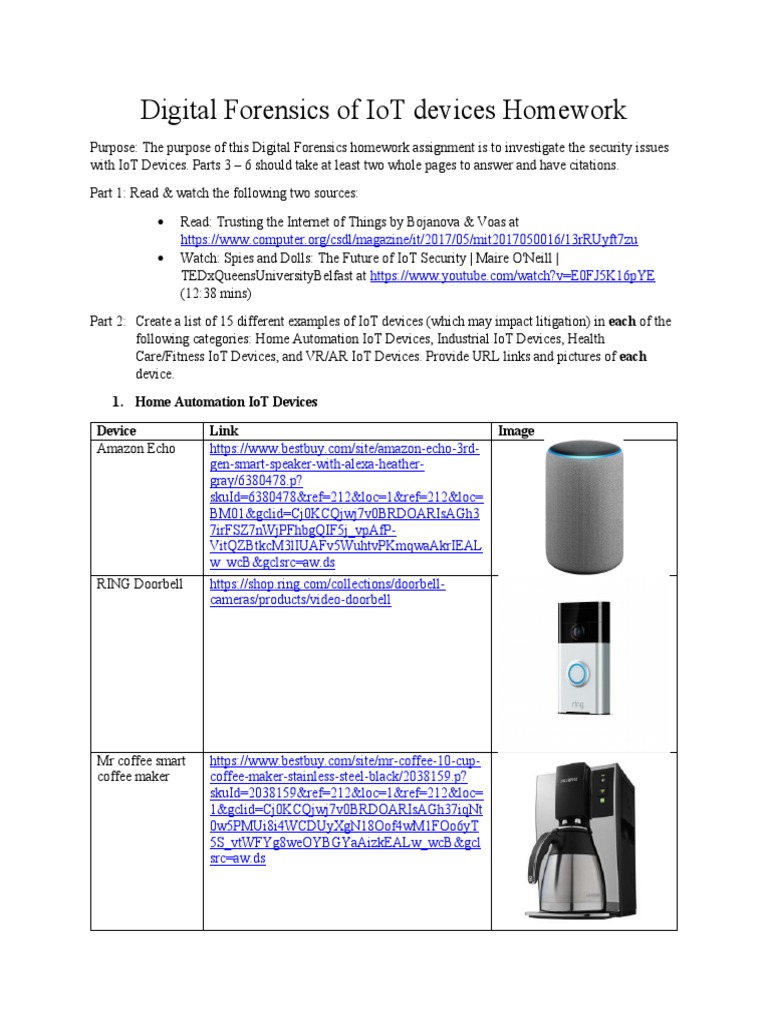 Digital Forensics of IoT Devices Homework | PDF | Internet Of Things ...
