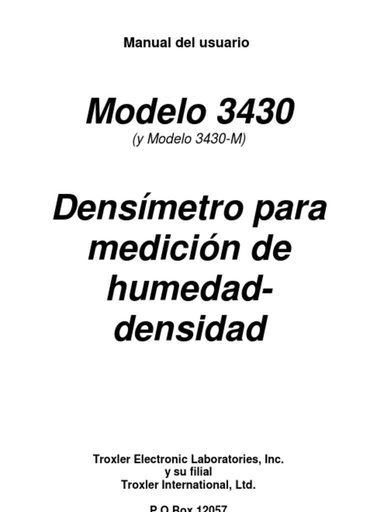 Manual 3430 Troxler PDF PDF Calibración Densidad