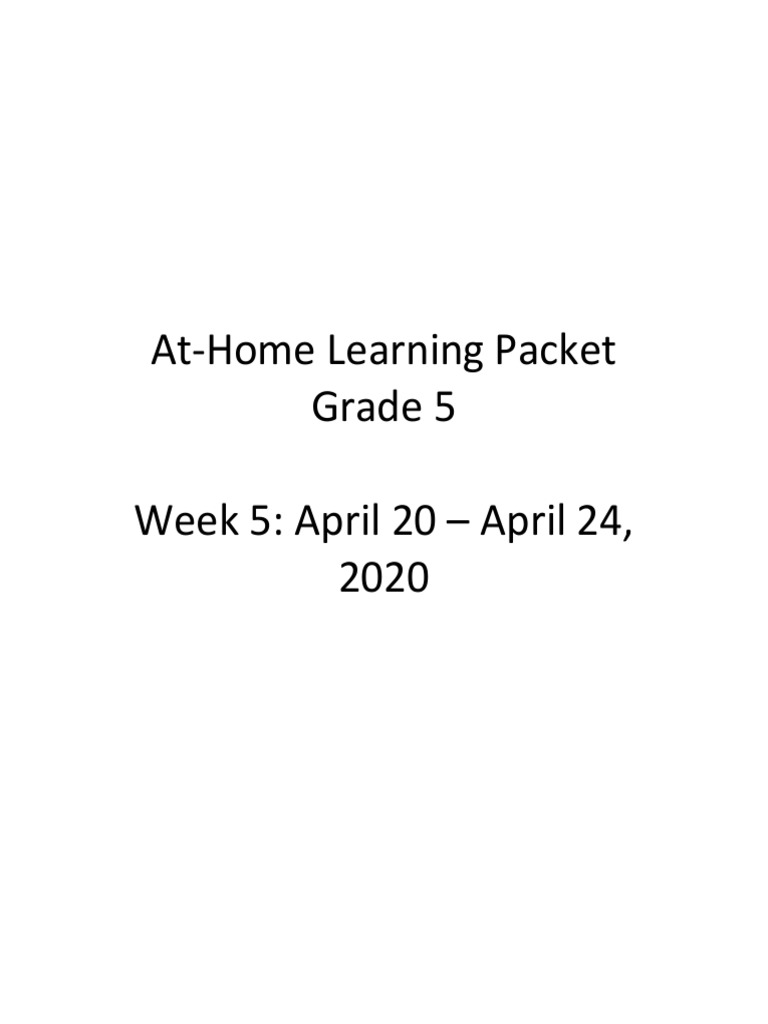 Learning at Home Packet 5th Grade Week 5 Part 1 | PDF | Plot (Narrative