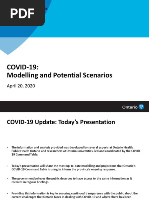 Update Ontario modelling for COVID-19 