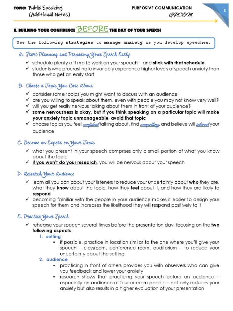 Build Confidence for Public Speaking | PDF | Anxiety | Speech