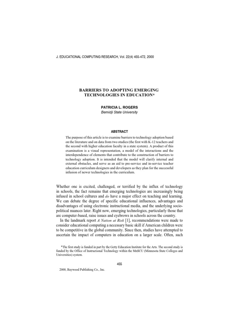 Barriers to Technology in Education | PDF | Survey Methodology | Teachers
