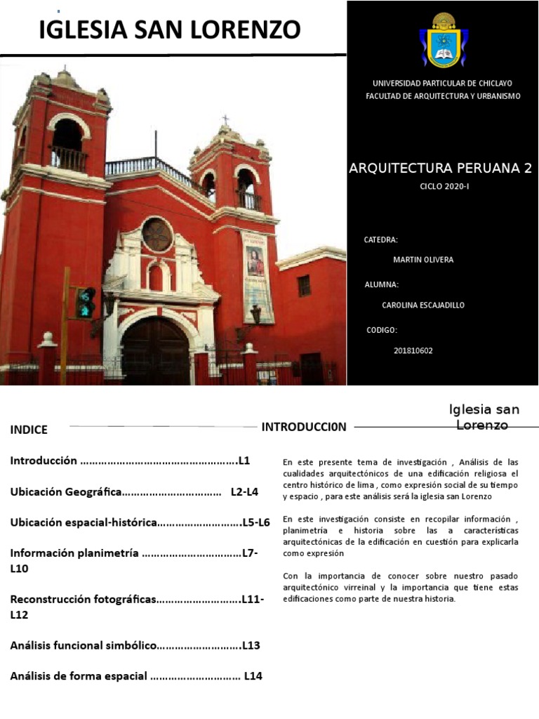 Análisis de la Iglesia San Lorenzo | PDF | Perú