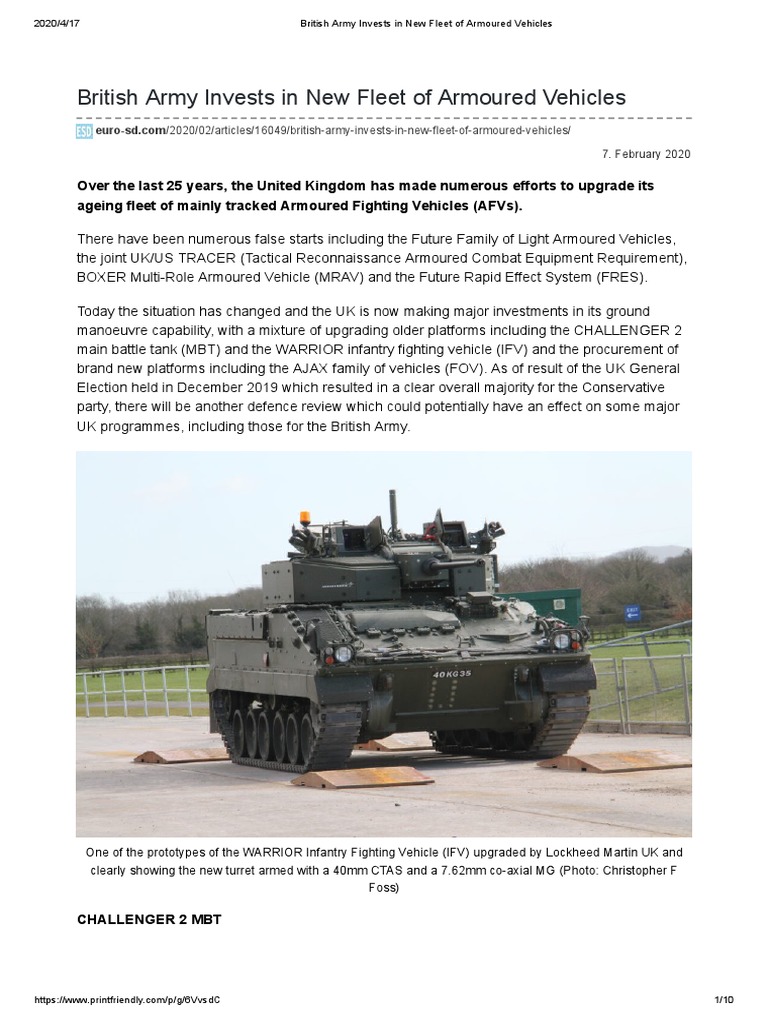 British Army Invests in New Fleet of Armoured Vehicles PDF | PDF ...