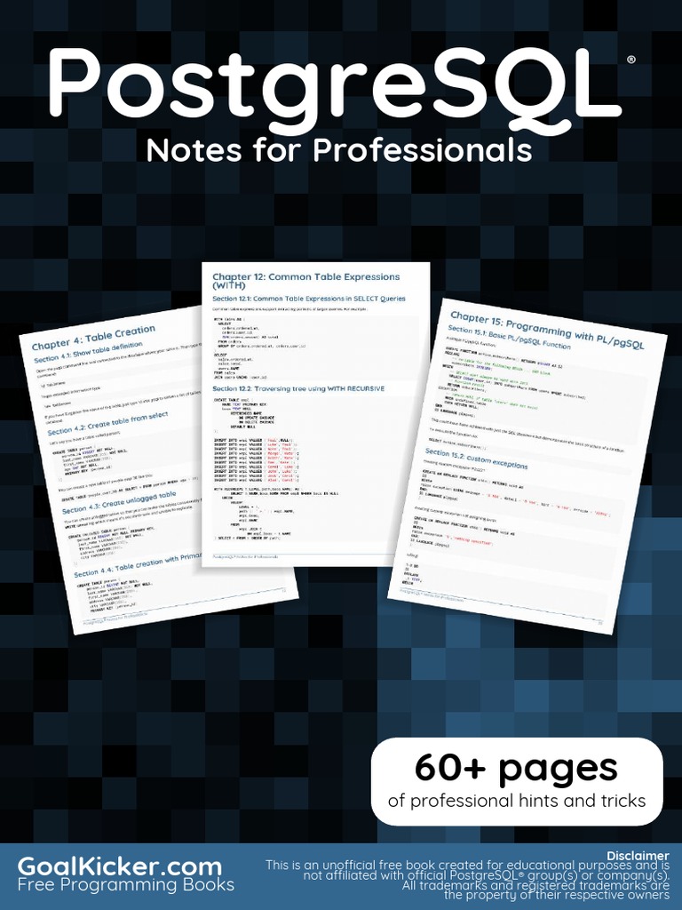 Postgresql: Notes For Professionals | PDF | Postgre Sql | Array Data Type
