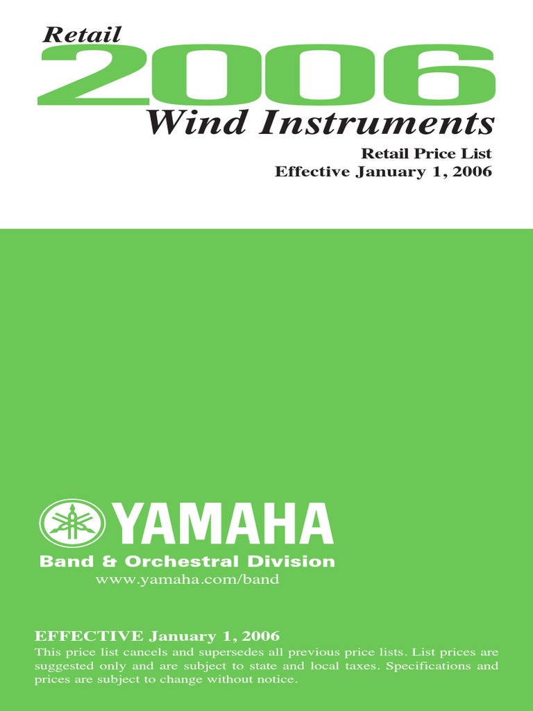 Wind Instruments: Retail Price List Effective January 1, 2006 | PDF ...