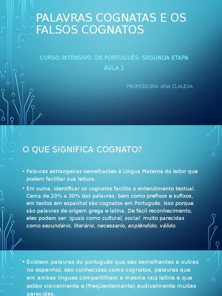Palavras Cognatas e Os Falsos Cognatos | PDF | Palavra | Português (idioma)