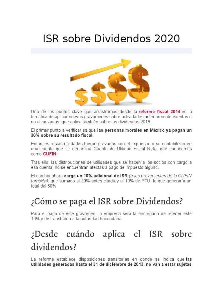 ISR Sobre Dividendos 2020 | PDF | Dividendo | Impuesto sobre la renta