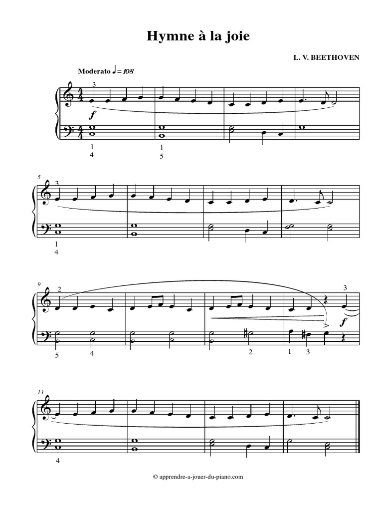 Hymne A La Joie Partition Piano Debutant Hymne À La Joie | PDF