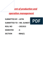 Assignment of Production and OPERATION MGT BY JATIN BBA C FINAL YEAR