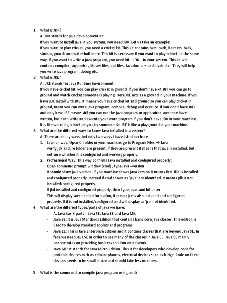 10 Basic Questions of JAVA | PDF | Integrated Development Environment ...