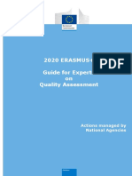 2020 ERASMUS+ Guide For Experts On Quality Assessment: Actions Managed by National Agencies