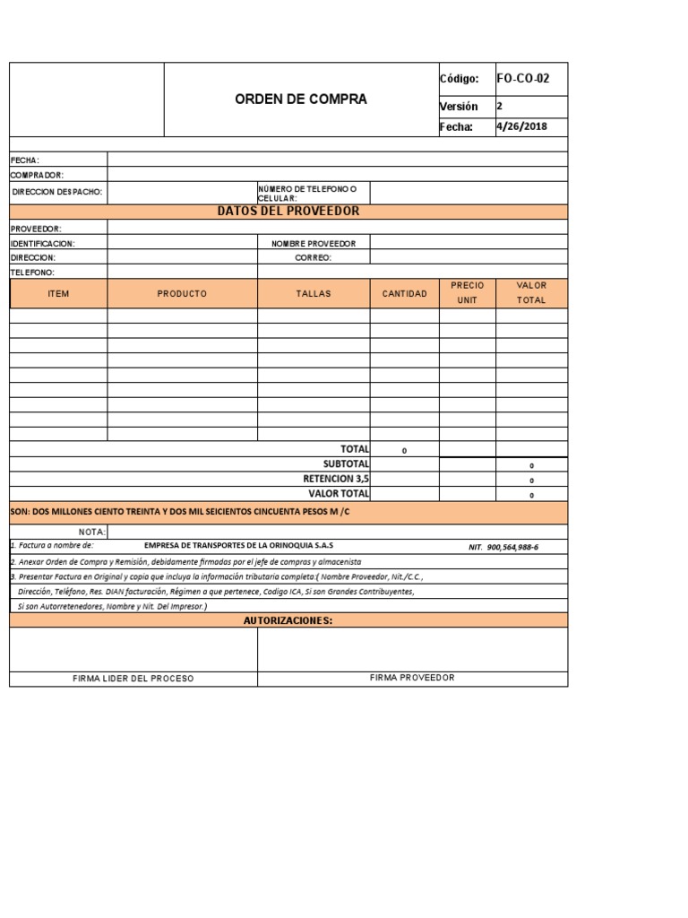 Orden de Compra - Proveedor y Detalles | PDF | Informática | Business