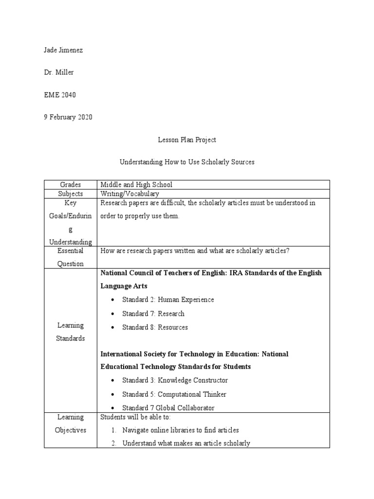 Lesson Plan Project | PDF | Lesson Plan | Constructivism (Philosophy Of ...