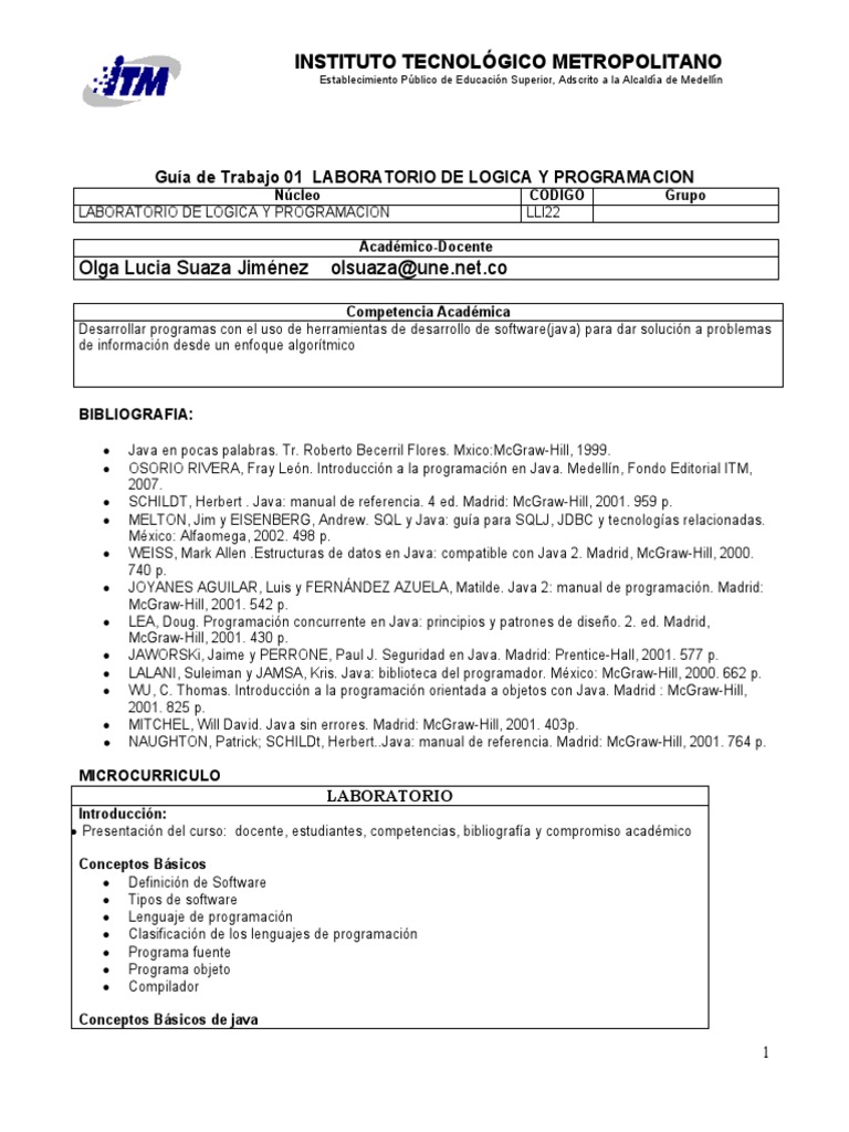 Guía Laboratorio Lógica y Programación Java | PDF | Java (lenguaje de ...