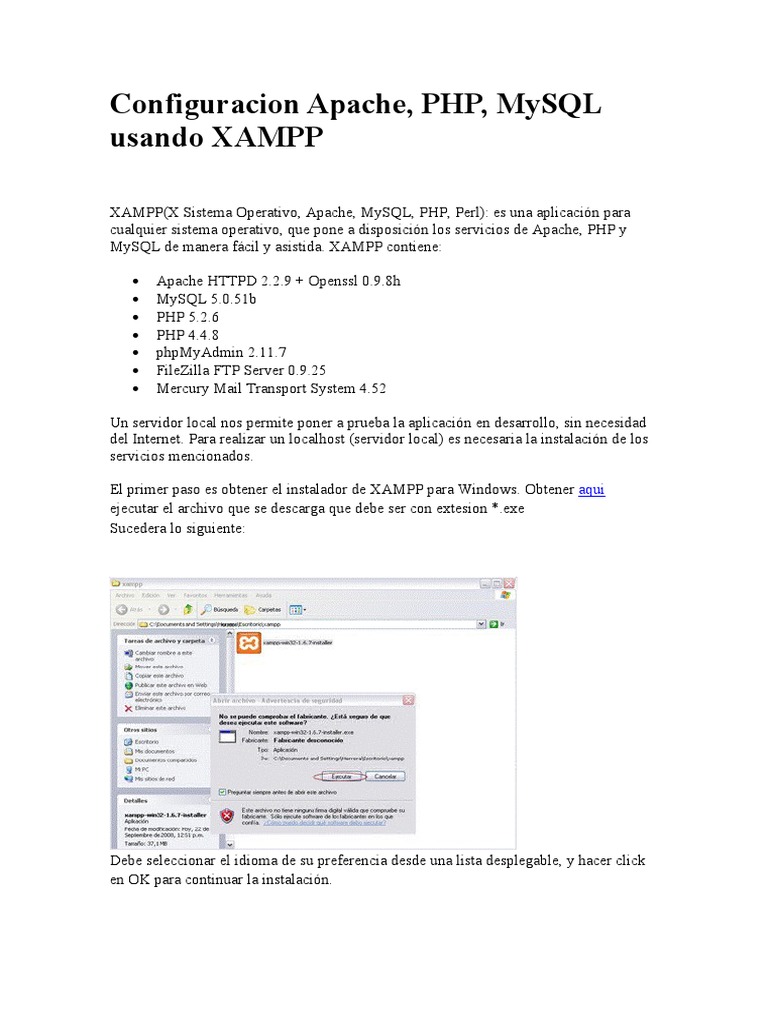 Configuracion Apache PHP MySQL Usando XAMPP | PDF | Software de red ...