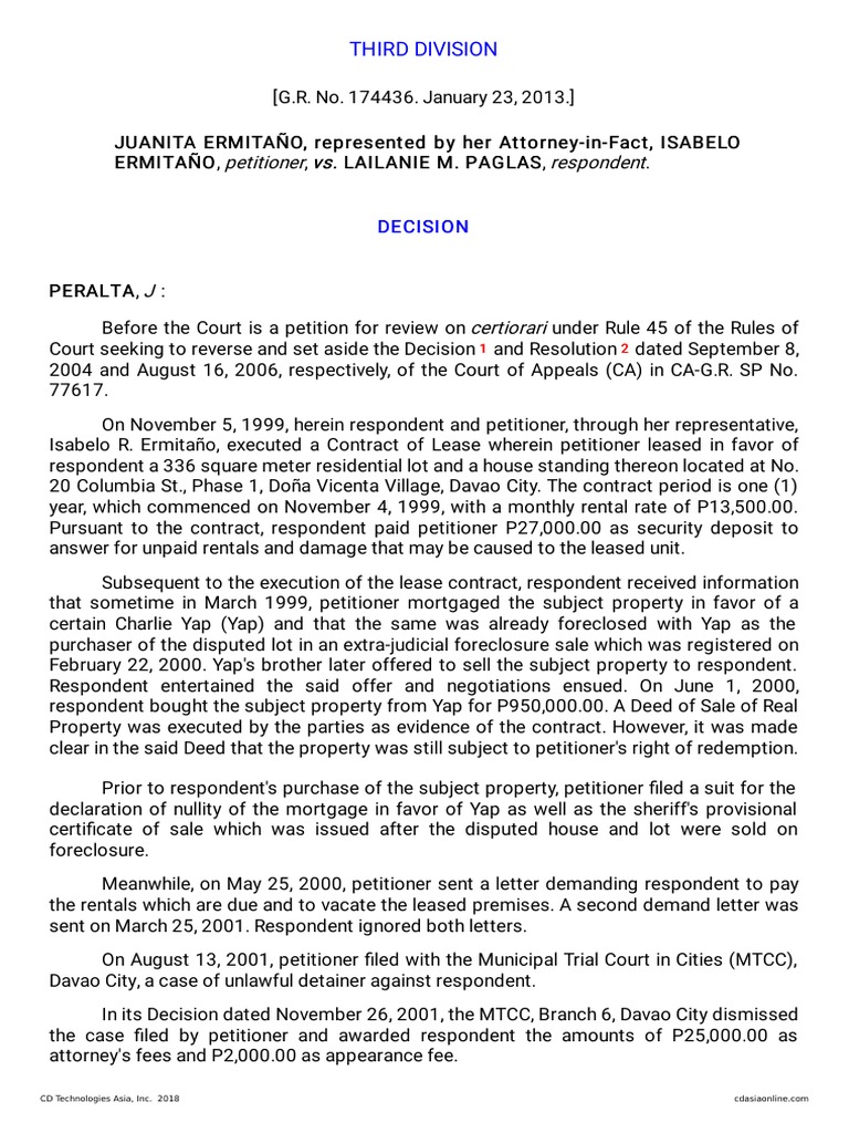 Petitioner Vs Vs Respondent: Third Division | PDF | Mortgage Law ...