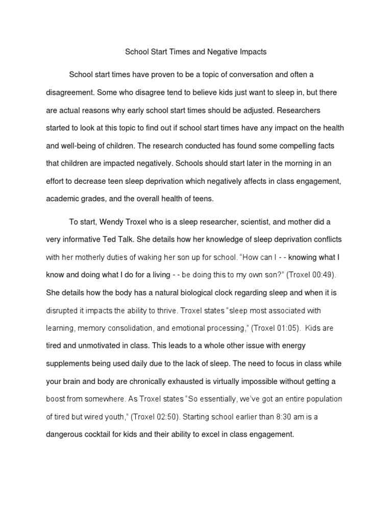 Impact of Later School Start Times | PDF | Sleep Deprivation | Sleep