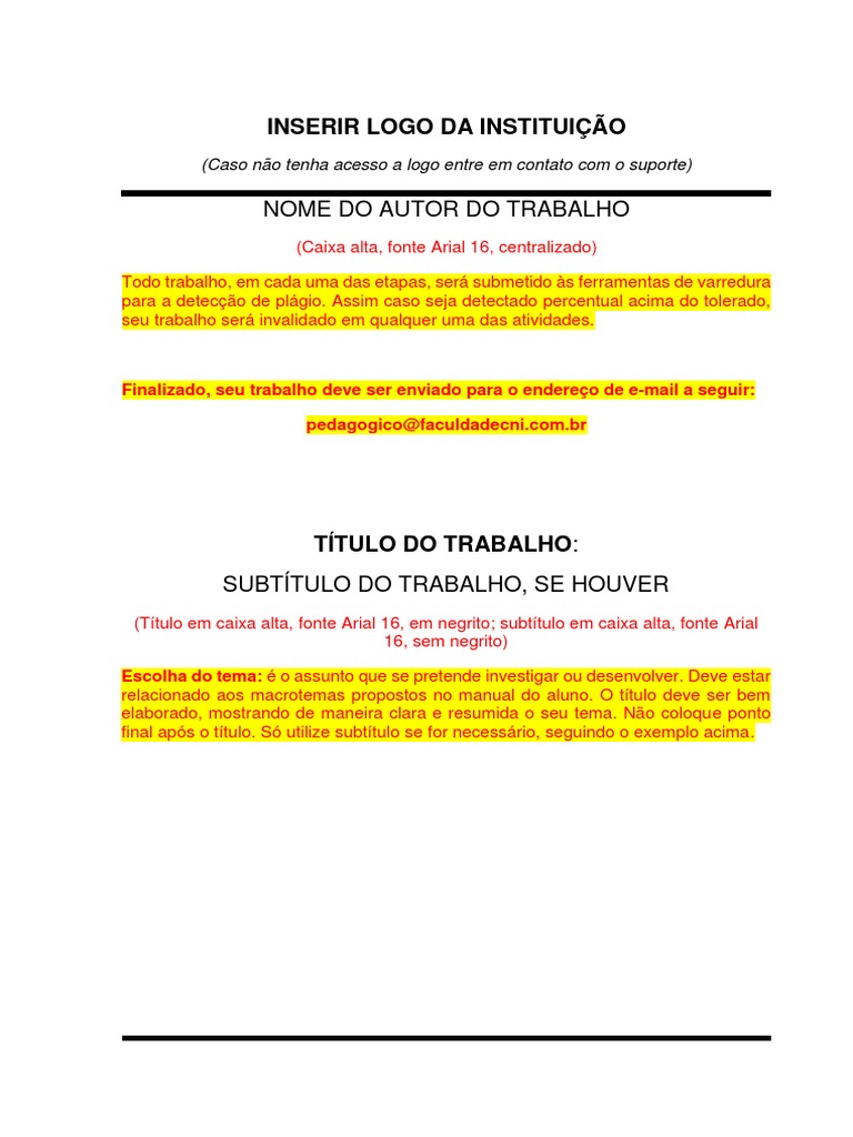 Modelo De Tcc Pdf Citação Caixa Alta E Caixa Baixa