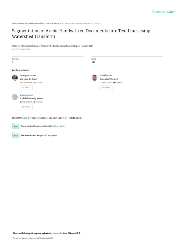 Segmentation of Arabic Handwritten Documents Into PDF | PDF | Image ...