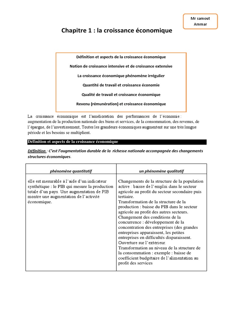 Comment Explique Instabilite Croissance Schema Synthese Cours Resume D'economie - Bac | PDF | Croissance économique | Produit intérieur  brut