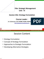 Unit IV - Strategy Formulation