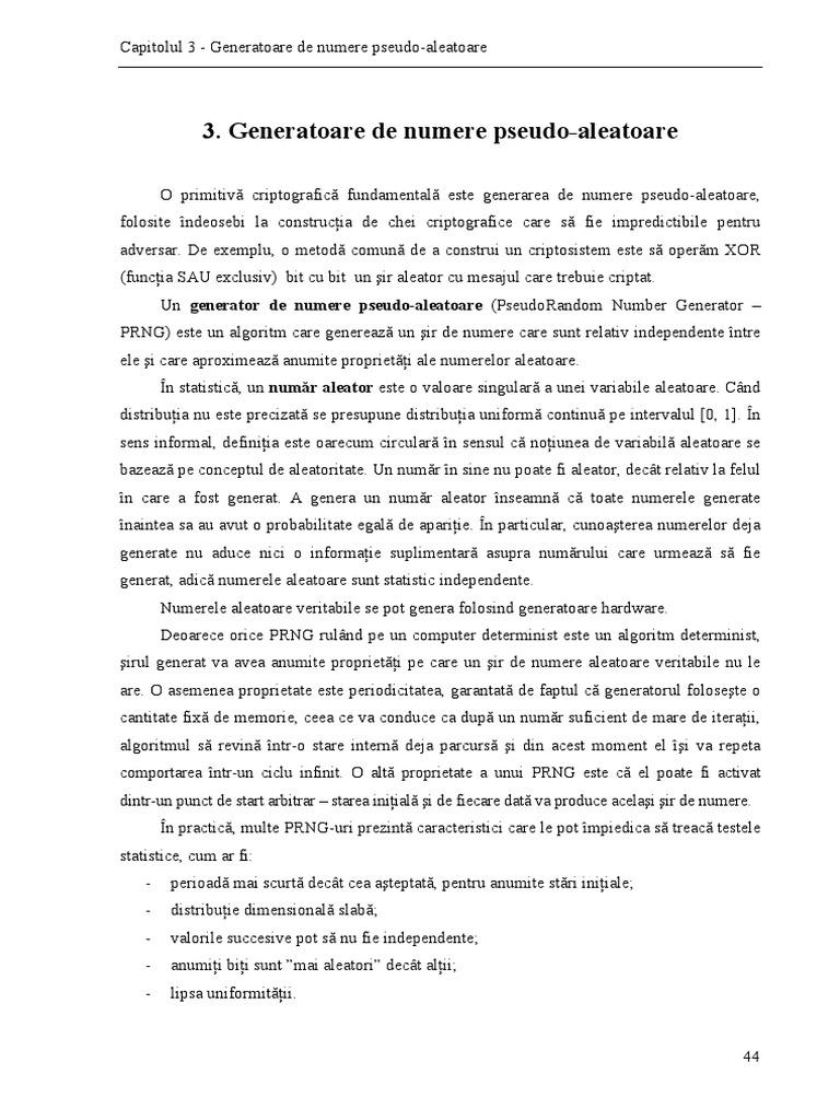 03 Generatoare de Numere Pseudo-Aleatoare | PDF