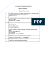 Control System Lab (5ee4-22) List of Experiments S.No - Name of Experiment