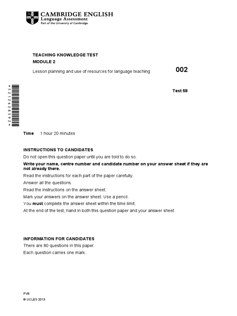 Tkt Module 2 Sample Paper Document Pdf Pdf Adverb Adjective