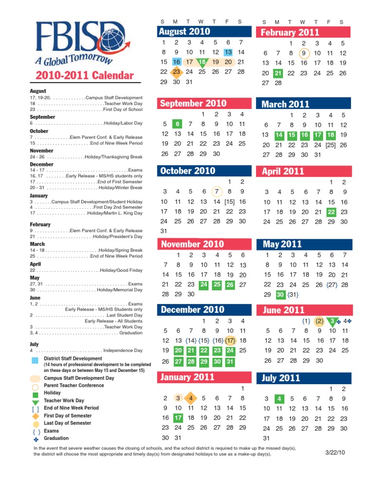 Calendar 2010-2011 Color | PDF | Home & Garden