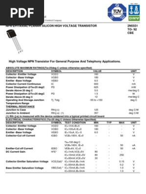 2 N 5551 Pdf Bipolar Junction Transistor Transistor