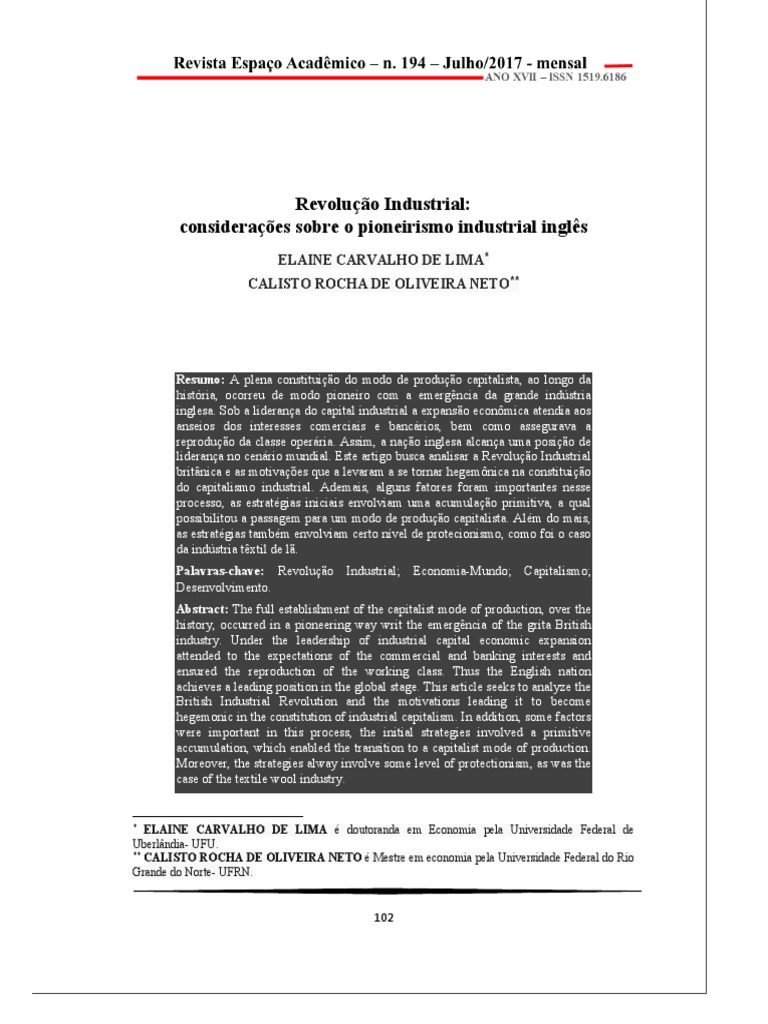 Revolução Pioneira Da Inglaterra | PDF | Revolução Industrial | Indústrias