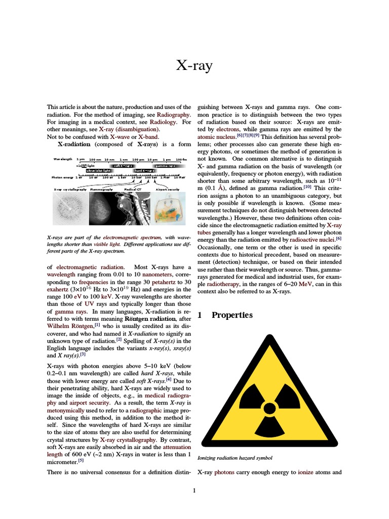 X-Ray: X-Radiation (Composed of X-Rays) Is A Form | PDF | X Ray | Ct Scan
