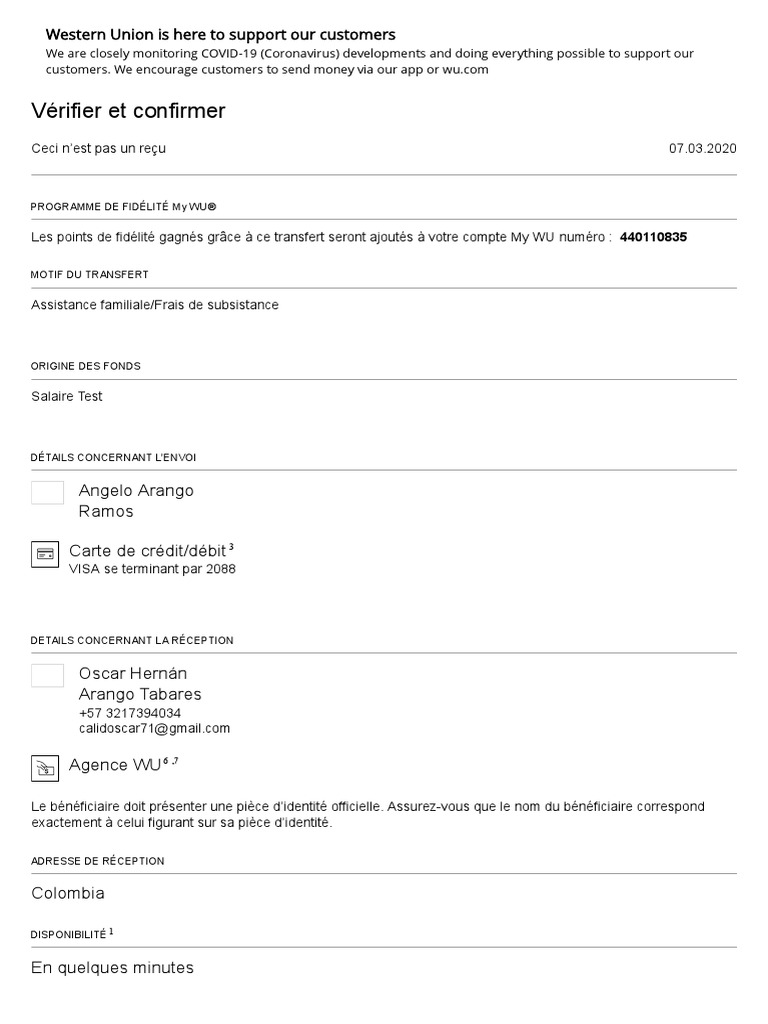 Telecharger Formulaire Western Union La Poste Pdf Money Transfer - Global Money Transfer - Western Union | PDF | Business |  Science