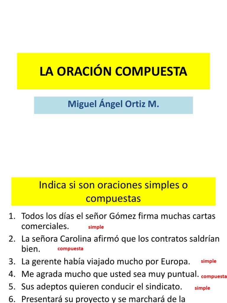 10 Ejemplos De Oraciones Compuestas Y Definicin Yavendrs