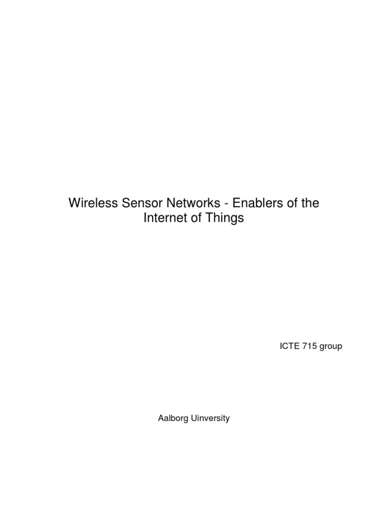 Wireless Sensor Networks - Enablers of The Internet of Things | PDF ...