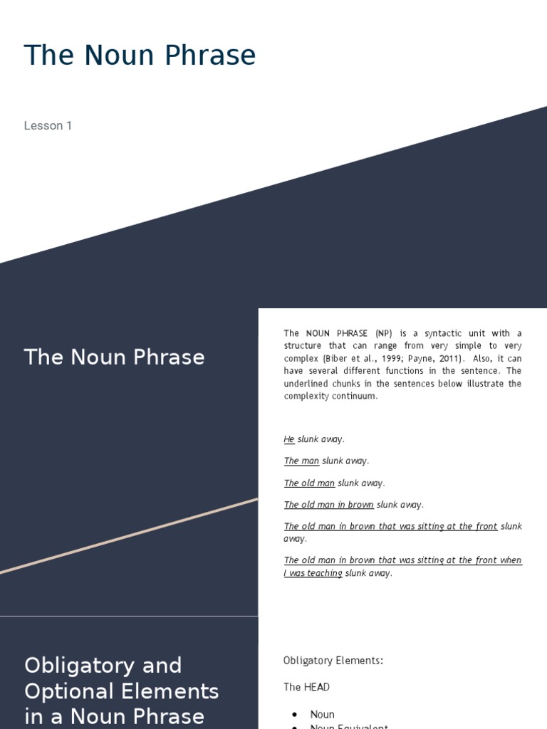 The Noun Phrase Lesson 1 Pptx Noun Grammatical Number
