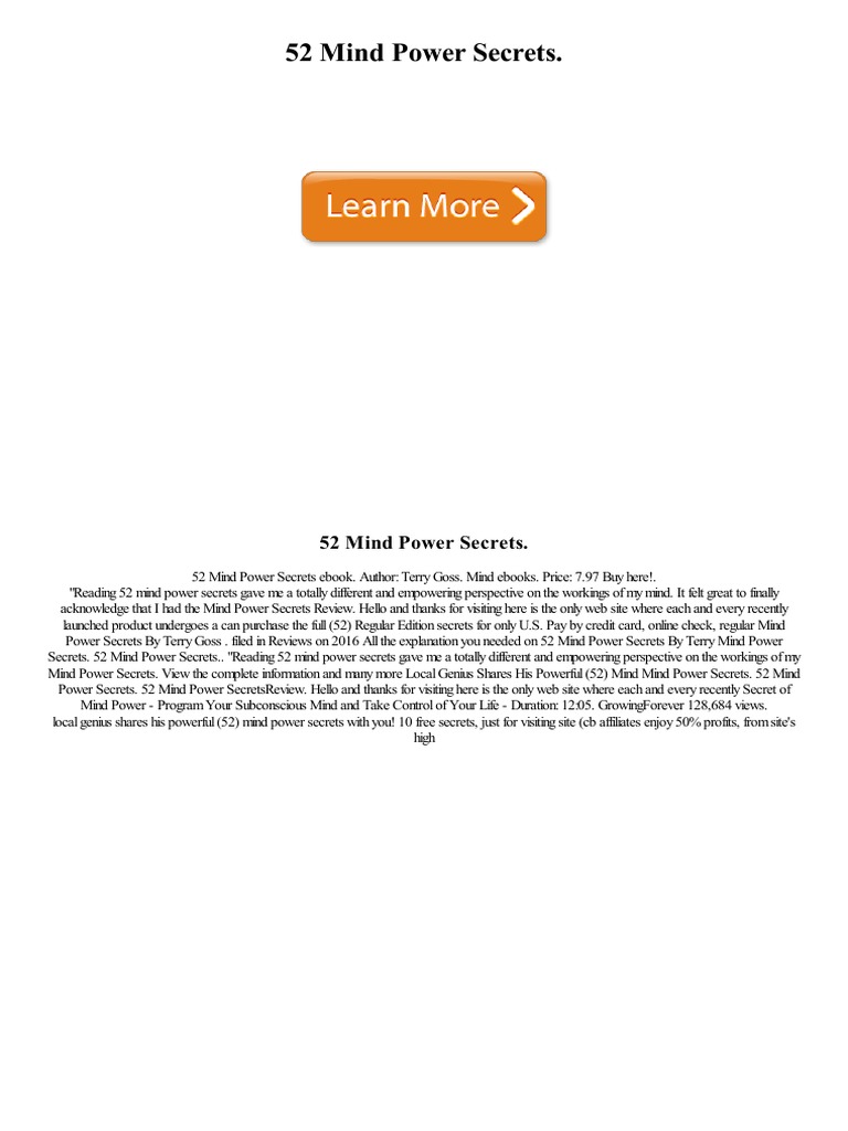 52 Mind Power Secrets 1456819215479 PDF | PDF | Self-Improvement