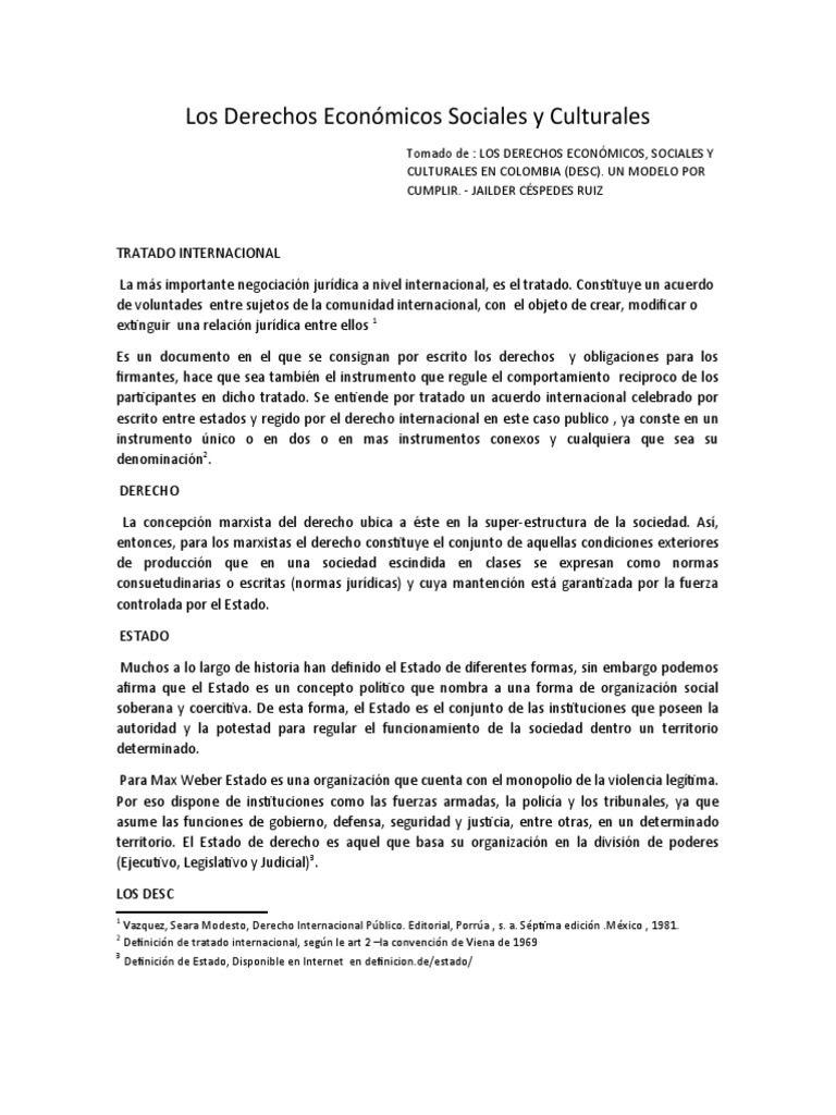 Derechos Económicos y Sociales en Colombia | PDF | Estado (política ...