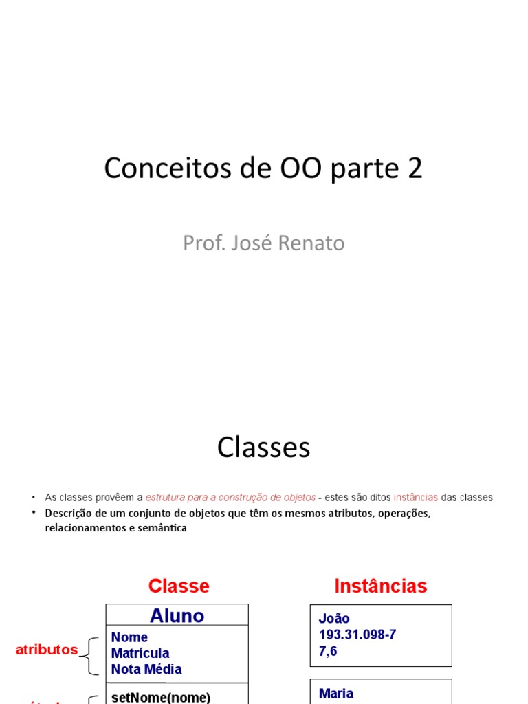 Conceitos de Classes e Objetos em OO | PDF | Classe (programação de ...
