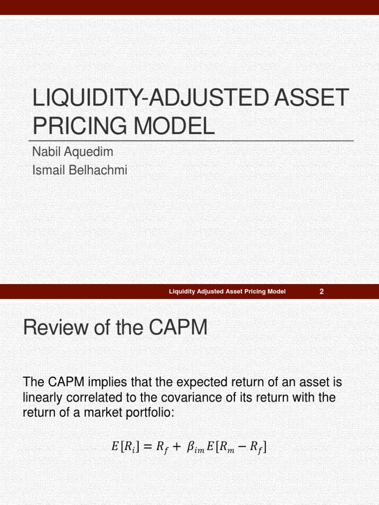 Liquidity-Adjusted Asset Pricing Model | PDF | Market Liquidity ...