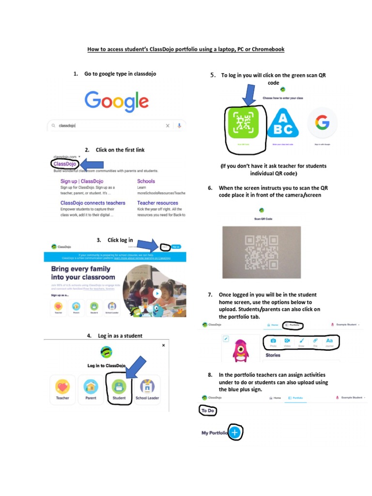 Accessing ClassDojo Student Portfolio | PDF