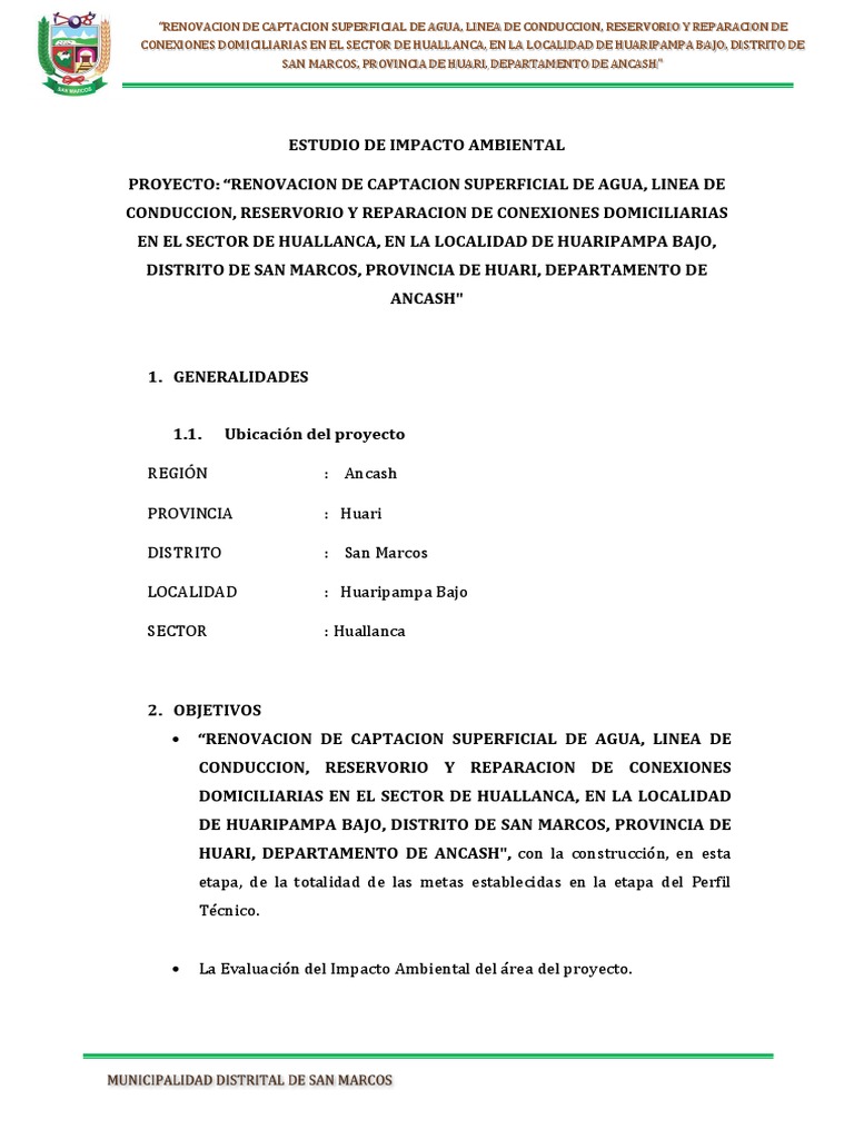 Estudio de Impacto Ambiental-Huallanca | PDF | Reservorio | Entorno natural