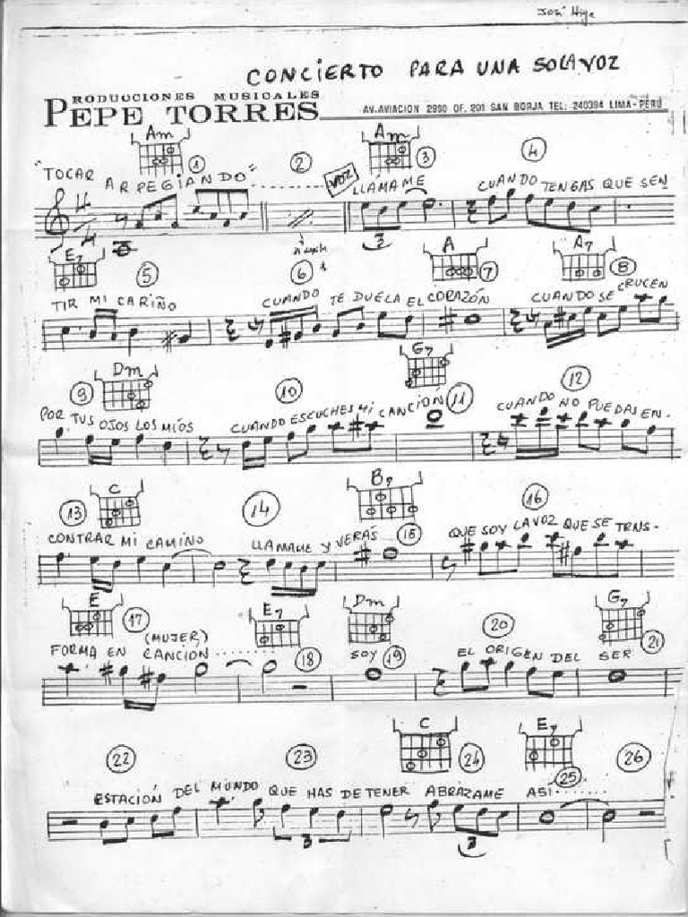 Concierto para Una Sola Voz Partitura Pepe Torres PDF | PDF