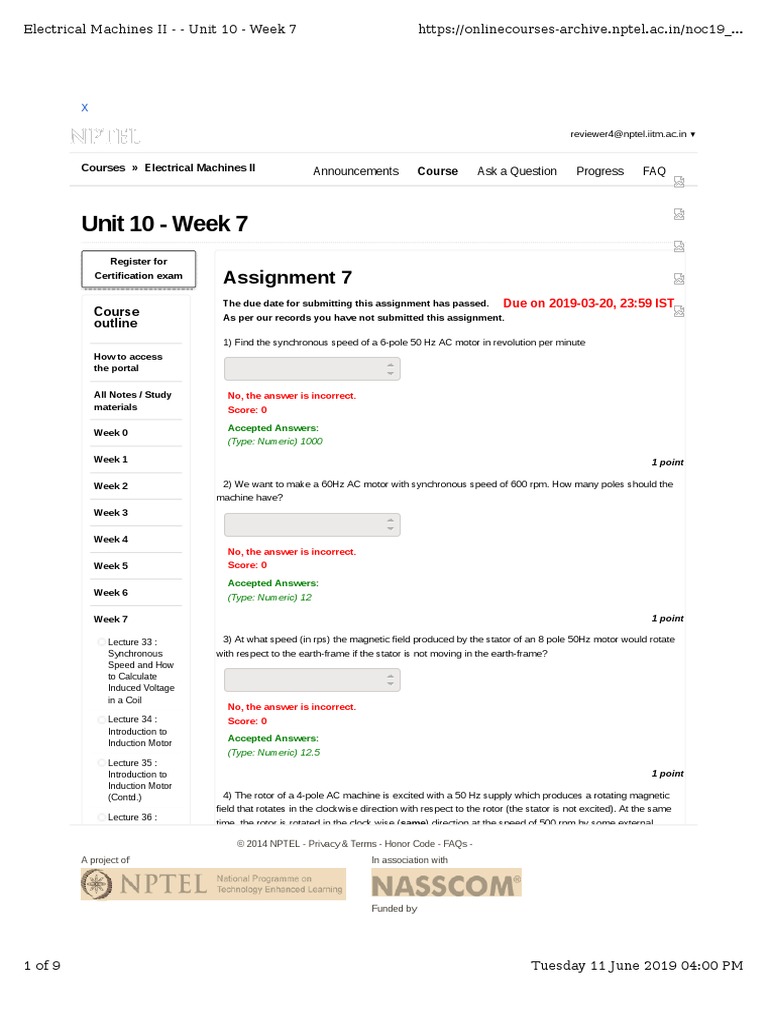 Unit 10 - Week 7: Assignment 7 | PDF | Electric Motor | Magnetism