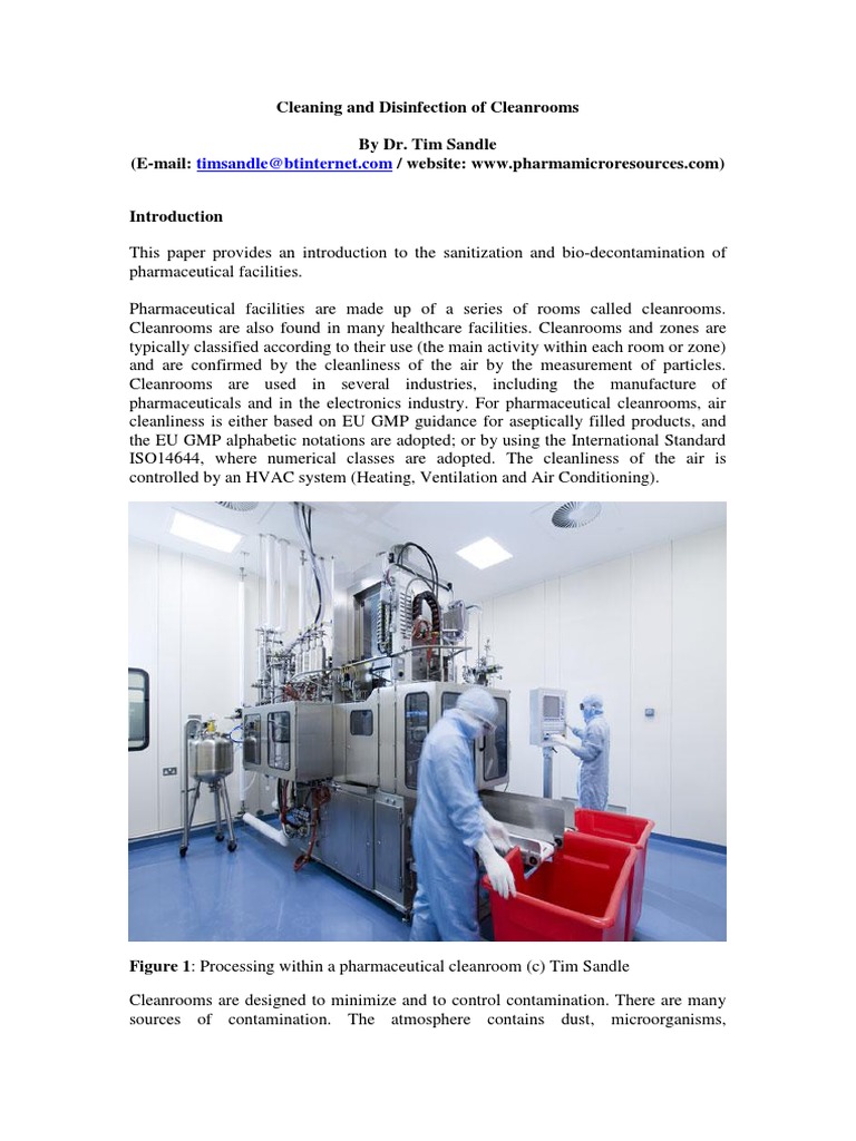 Cleaning and Disinfection of Cleanrooms PDF PDF Disinfectant Biology