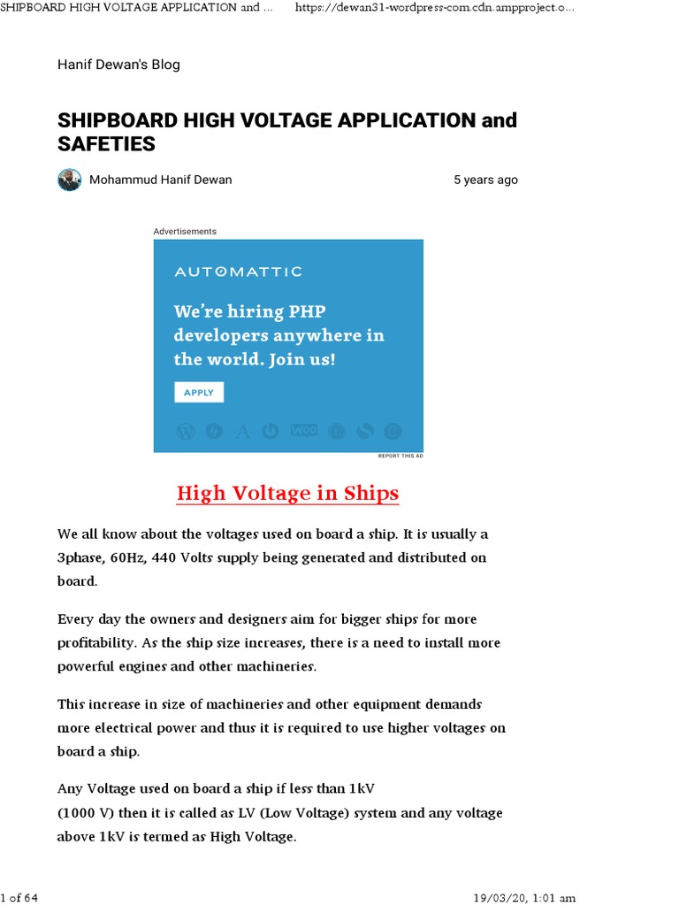 Shipboard High Voltage Systems Overview | PDF | High Voltage | Electric Arc