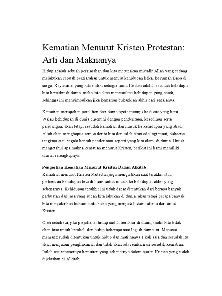 Kematian Menurut Kristen Protestan | PDF