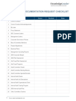 Entity Level Documentation Request Checklist